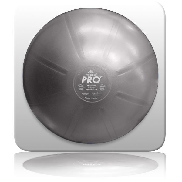 Grey PRO+ exercise stability ball on white background