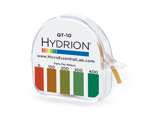 Hydrion Quaternary Sanitiser Test Paper 0 - 400ppm (QT-10)