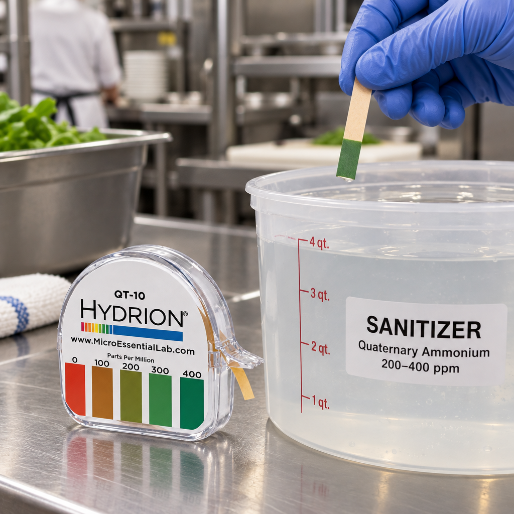 Quaternary Sanitiser Test Paper 0 – 400ppm (QT-10) EXP: 01/08/2027