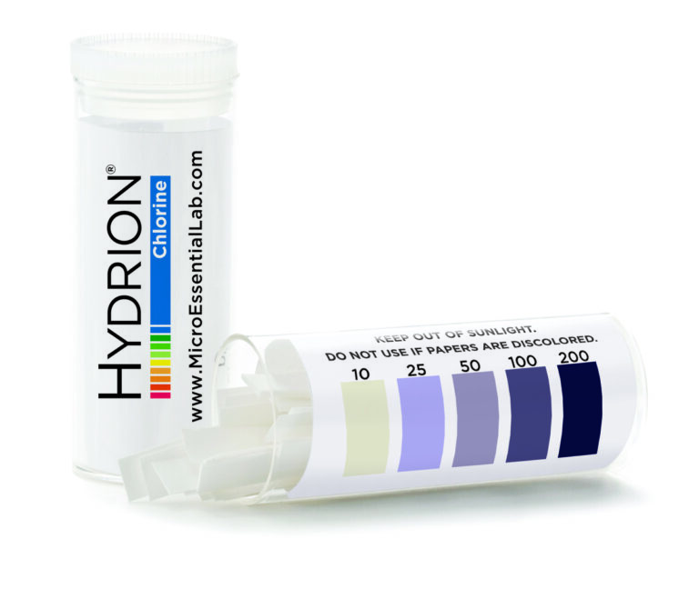 Hydrion CM-240V Chlorine Test Strips to measure the concentration of free available chlorine in sanitizing solutions