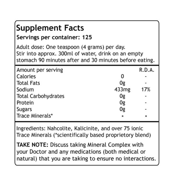 Missing Minerals Supplement Facts