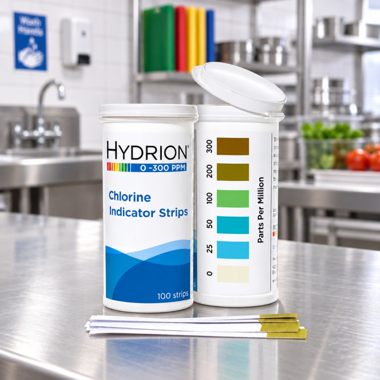 Hydrion CH-300 to measure the concentration of free chlorine in water and sanitising disinfecting solutions