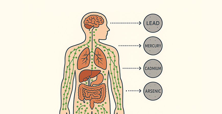 Heavy metals stored in lymph