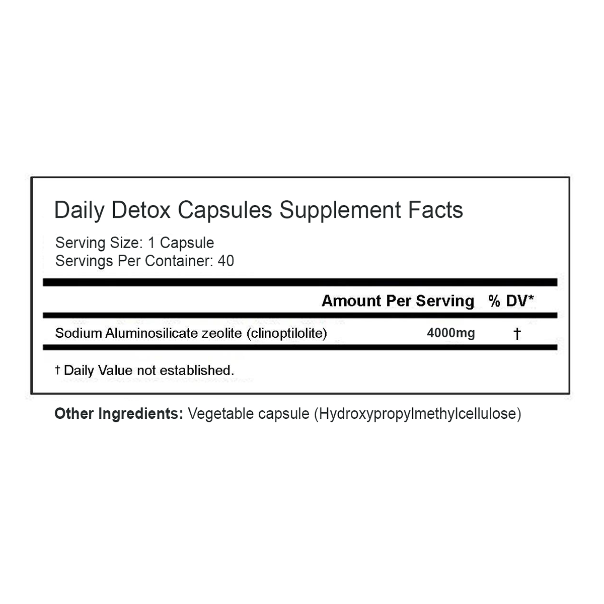 Daily Detox Capsules Ingredients Supplement Facts