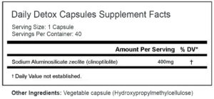Daily detox purified activated and micronised zeolite capsules ingredients