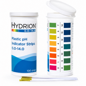 Hydrion (9800) 0-14 pH Plastic Test Strips Front_Back