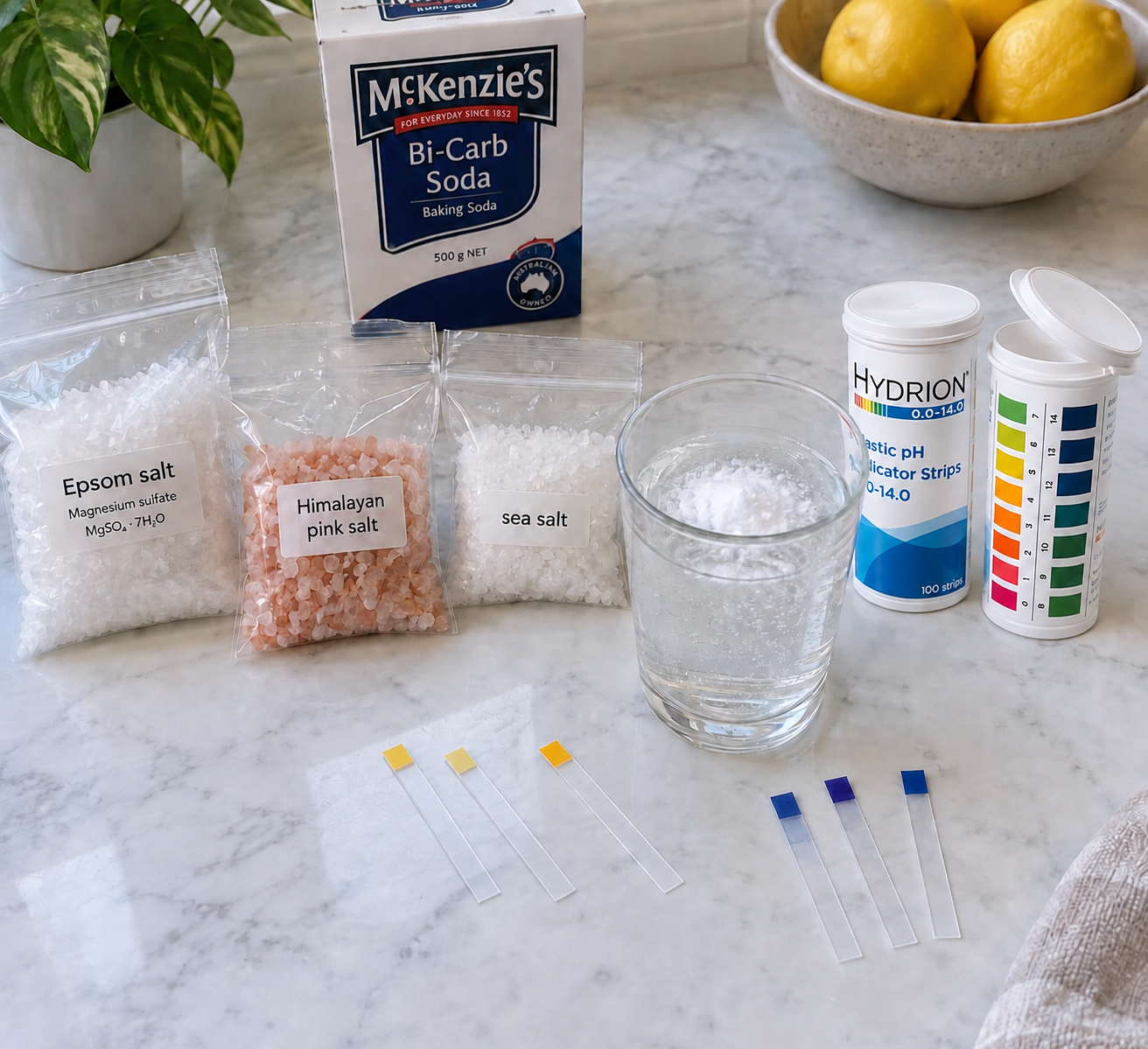 Hydrion (9800) 0-14 pH Plastic Test Strips Testing Alkalinity of Bi-Carb Soda